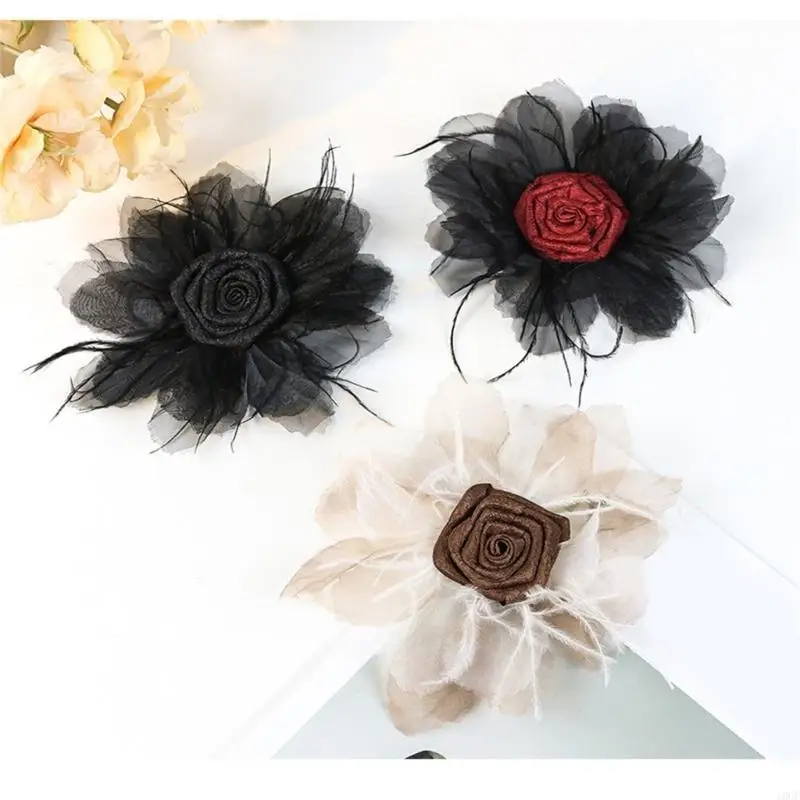 Flower Sewing Hair Clip Brooch for Wedding Dresses Artistic for Dress Wedding Bridal Dress Decorative Applique