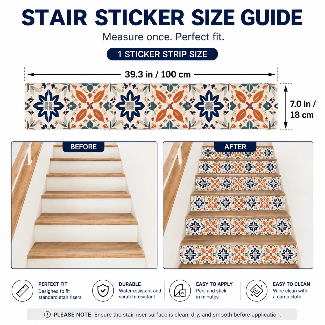 Custom Stair Riser Stickers Personalized Stair Decals Self Adhesive Waterproof PP for Steps Wall Decor Removable DIY Photo Art