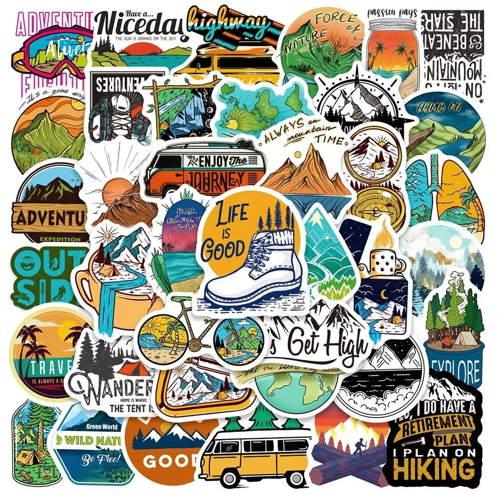 100/50PCS ผจญภัยกลางแจ้ง Camping Geocaching ตกปลา Graffiti สติกเกอร์สําหรับจักรยานบัญชีมือดินสอกรณี Decals