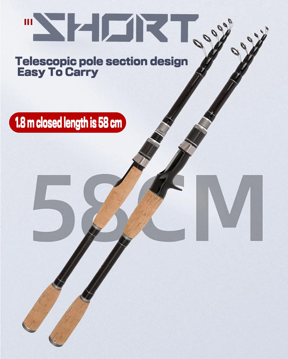 1.8M 2.1M 2.4M 2.7M 3.0M Carbon Rod Telescopic Lure Fishing Rod Casting Spinning Rod Travel Rod Ultralight Fishing Rod