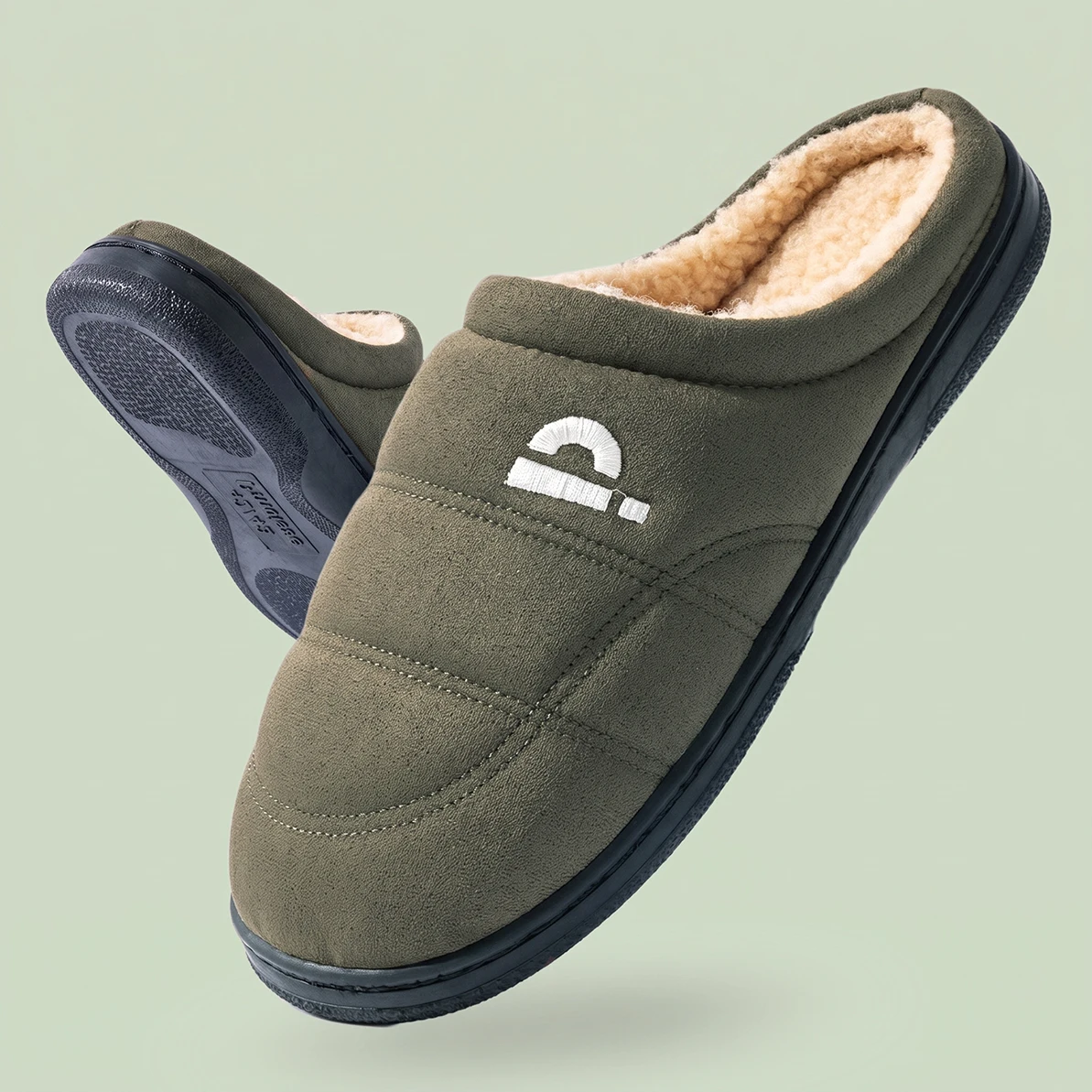 Heren winterpantoffels van effen suède TPR-zool Memory Foam Katoen Warm antislip Comfort Room Home Schoenen Groot 50/51