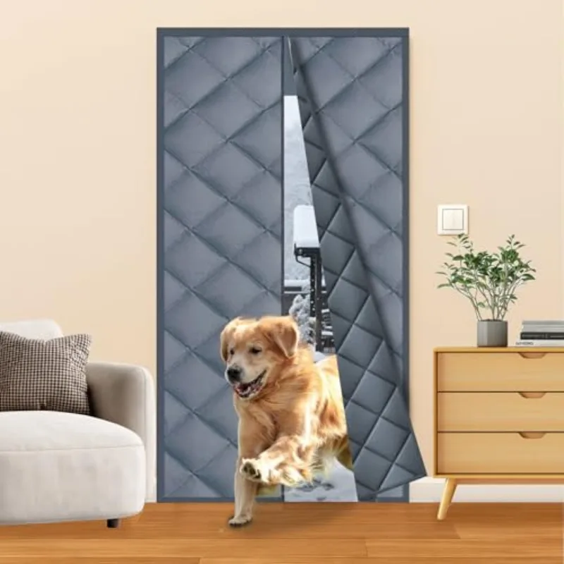Magnetic Insulation Door Curtain, Winter Warm Blanket Style Door Curtain, Thickened Windproof Automatic Closure