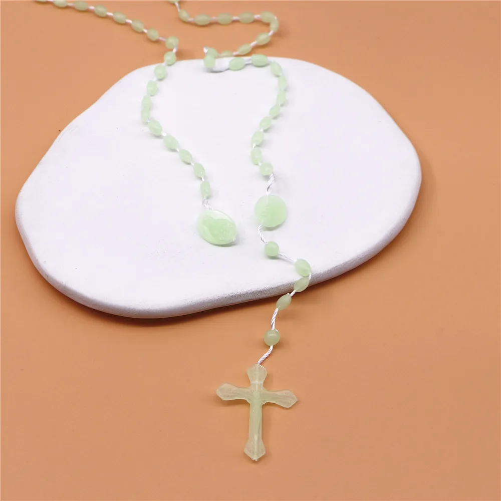 12pcs Fashion Catholic Religious Prayer Plastic Beads(7*5mm) Chain Rosary Necklaces view 5