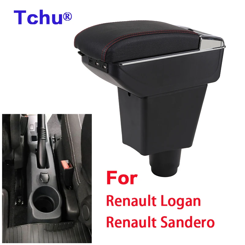 

For Renault Logan 2 Armrest For Renault Sandero 2 Car Armrest Box Center Armrest Box Retrofit USB Charging Ashtray accessories