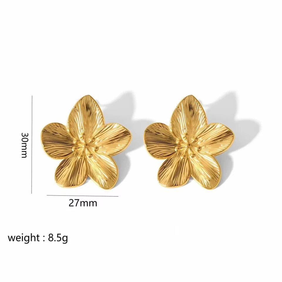 FTCY Women\'s Vintage Flower Stud Earrings Hypoallergenic 18k Gold Plated Zinc alloy Earrings For Women Party Jewelry Gift