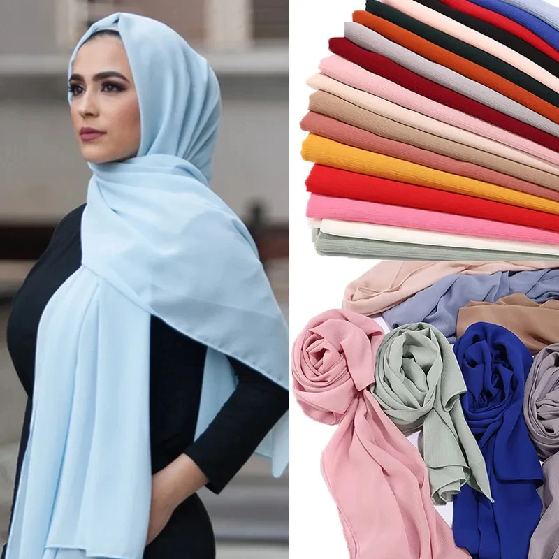 Ramadhan Festival Hijab per le donne tinta unita perla Chiffon Hijab morbido scialle e sciarpa donna sciarpa quadrata Designer Hijab musulmano