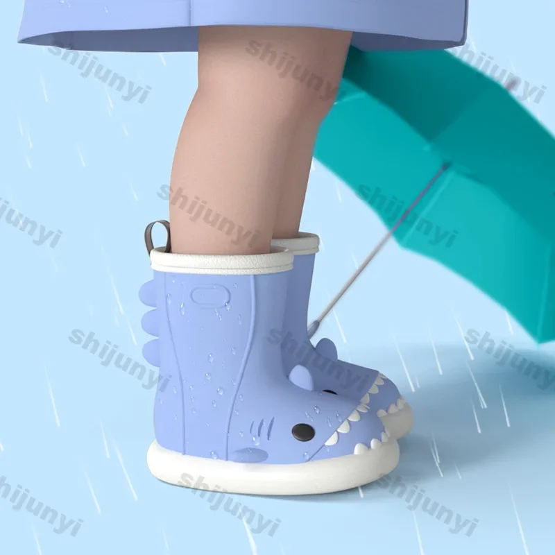 Children Rain Boots Boys Girl Non-slip Outdoor Cute Cartoon Shark Rain Boots for Kids Outdoor Waterproof Shoes Rubber Water Boot