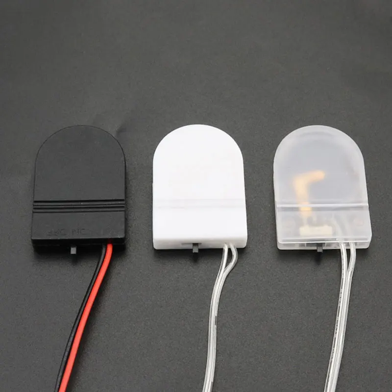 5Pcs Battery Holder Box Cr2032 3V 2032 Button Single Slot Batteries Storage Case with Switch Lead White Black Transparent