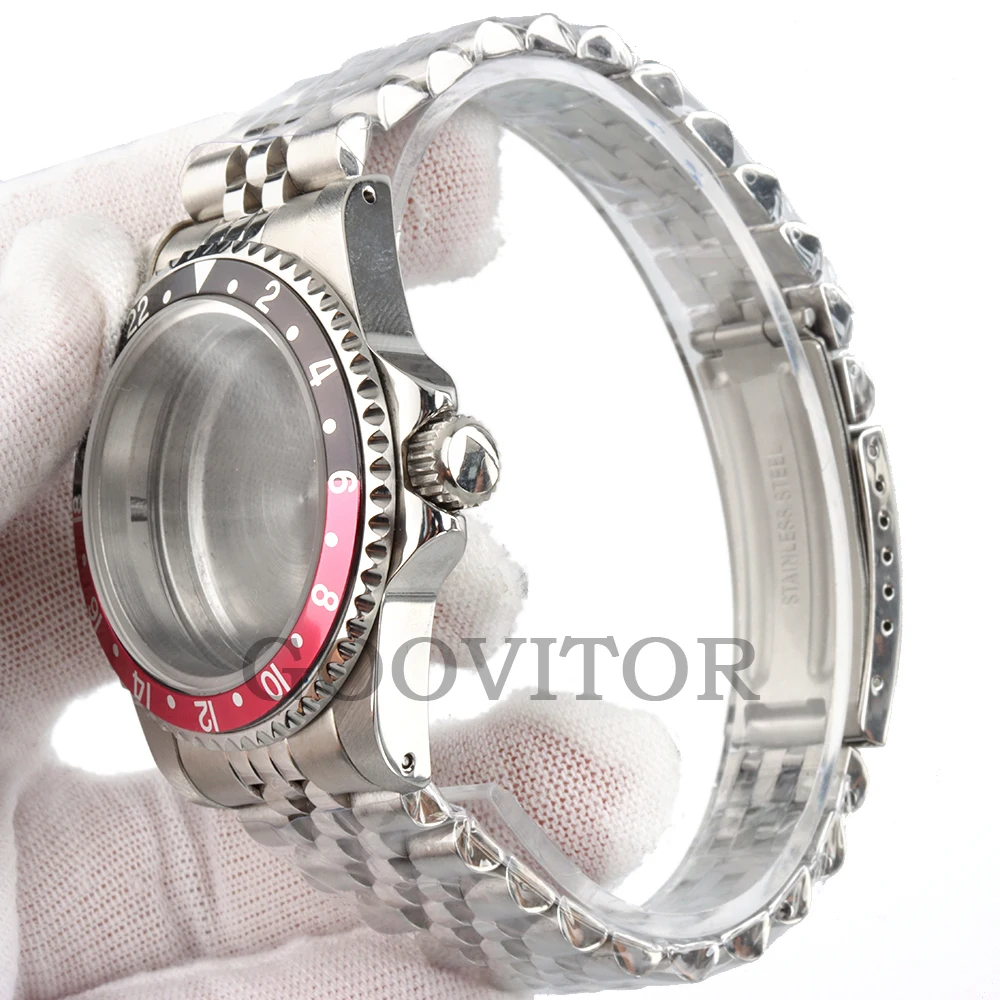 39.5 مللي متر حافظة اليوبيل/المزارع أشرطة ساعات اليد الفولاذ المقاوم للصدأ ل SUB GMT NH35 NH36 حركة الياقوت الزجاج مقاوم للماء خمر