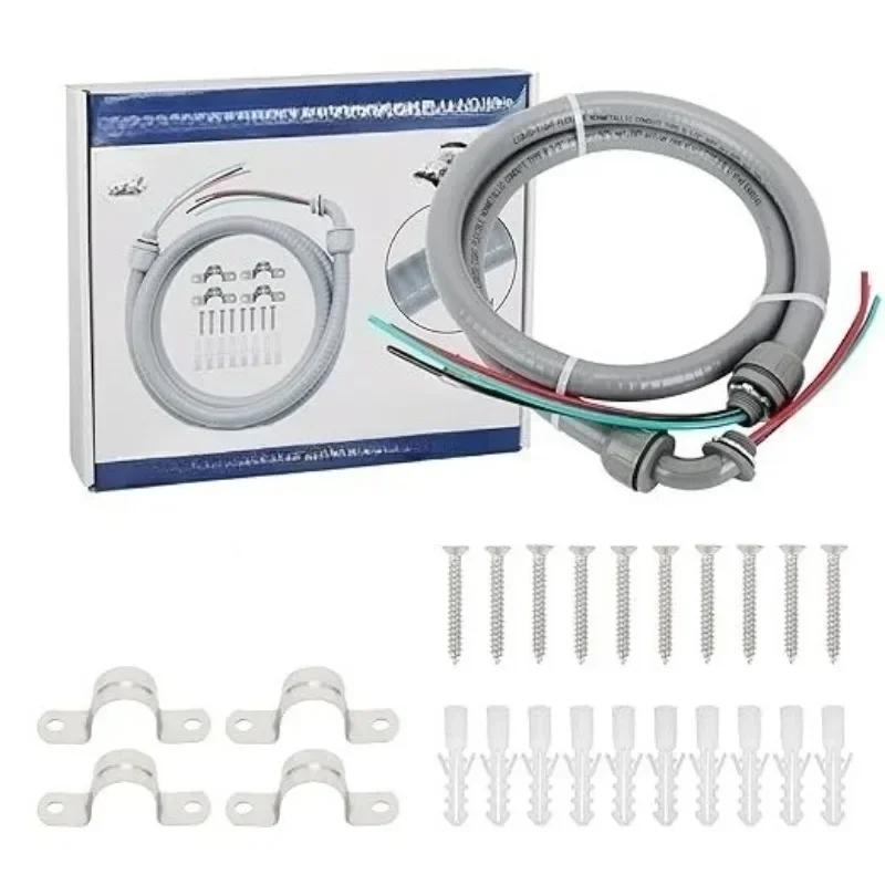 

Гибкий электрический кабельный канал 3/46 футов, заземленный, неметаллический, герметичный, в комплекте с аксессуарами, профессиональный набор для электромонтажных работ