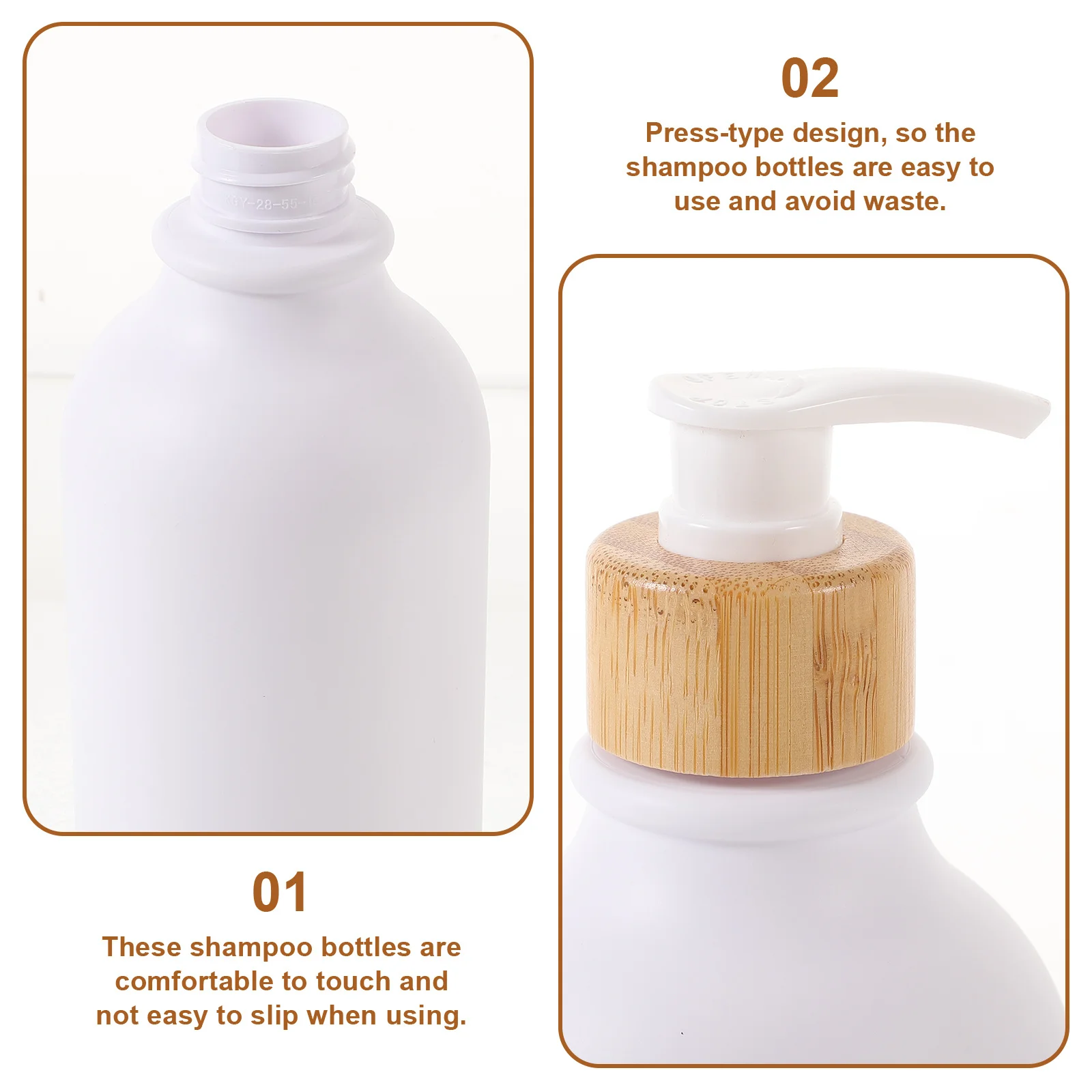 

3Pcs Refillable Shampoo Bottles Pump Dispenser Set Large Capacity Pet Wood Material for Bathroom Kitchen Pump Bottle Dispenser