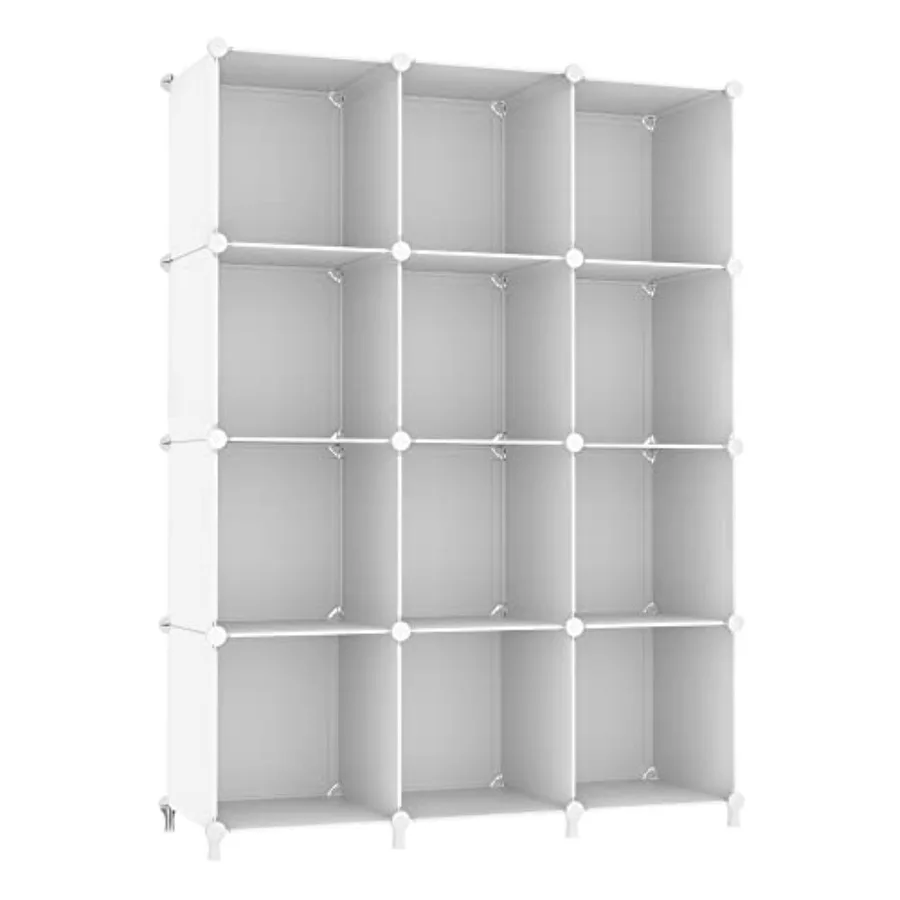 

Cube Storage Organizer Storage 12 Cube Bookshelf DIY Plastic Closet Clothes Storage Shelves with Wooden Mallet Stackable Storag