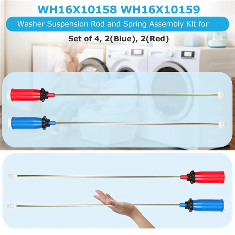 ABGR-4PCS WH16X10158 WH16X10159 Unterlegscheibe Aufhängungsstange Set Für GE & Hotpoint Unterlegscheibe Ersetzen PS3654190 PS3654191 2754602