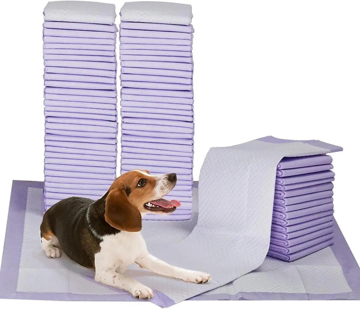 

100 штук в упаковке: Впитывающие пеленки для собак с ароматом лаванды, 23x24 дюйма, с аттрактантом для приучения к туалету и защиты