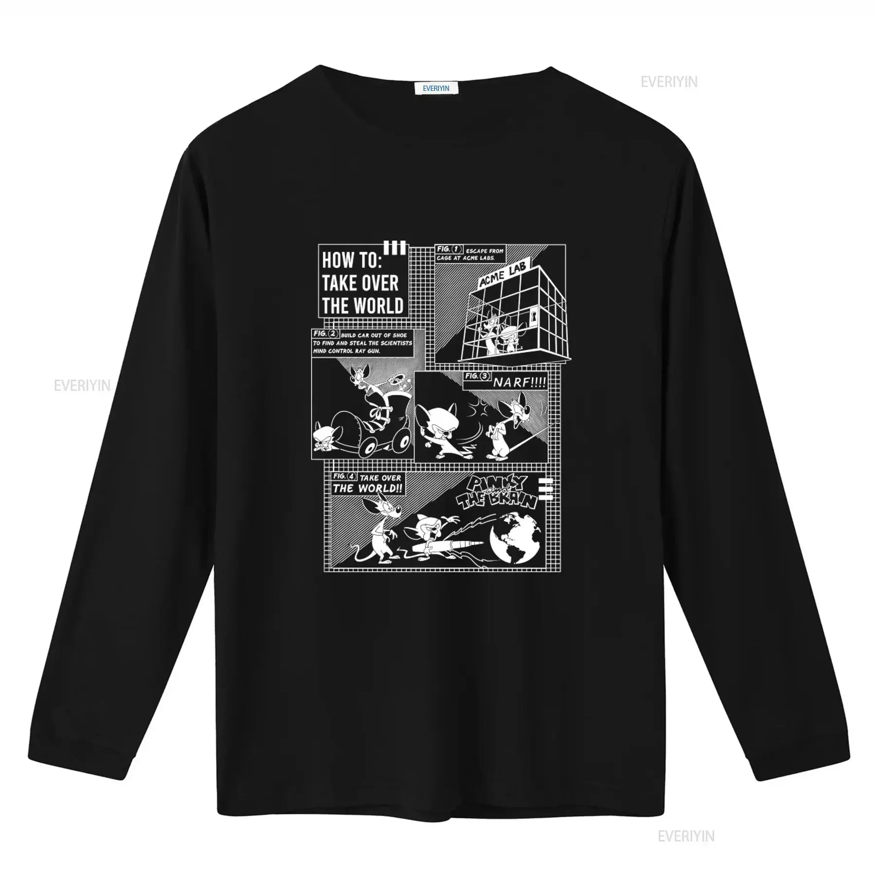 How to Take Over the World Pinky and Brain Cartoon T Shirt for  vintage Washed streetwear Casual fashion Versatile Unisex Soft