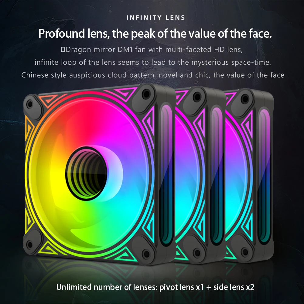 

120mm Chassis Cooling Fan 23dB 30LEDS Luminous 12V 4PIN PWM Auto Speed Regulation Smart Temperature Control for Desktop Computer