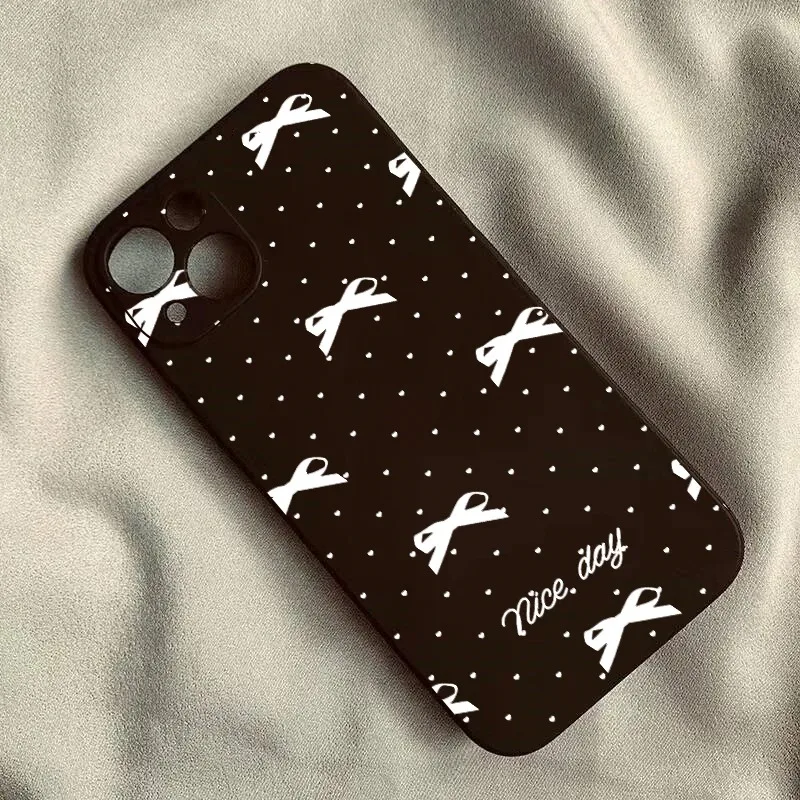 حافظة على شكل فيونكة وردية لطيفة لهاتف آيفون 16 15 14 13 12 11 Pro Max X XS Max 7 8 Plus SE 2020 16E غطاء سيليكون على شكل قلب فتاة صغيرة