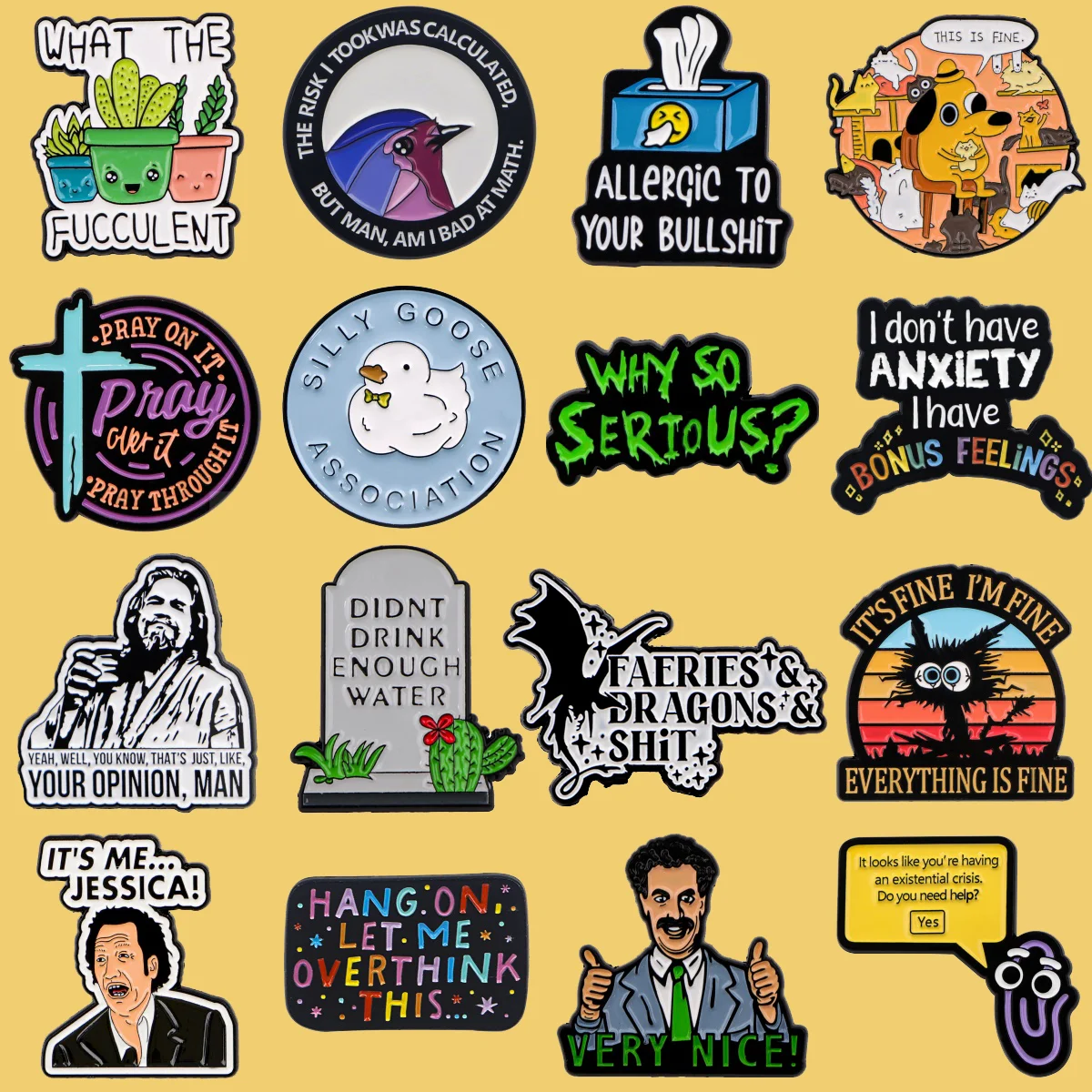 

very nice Enamel Pin Humorous Quotes Brooches For Women Collar Lapel Pin Backpack Bags Badges Party Gifts Clothing Accessories