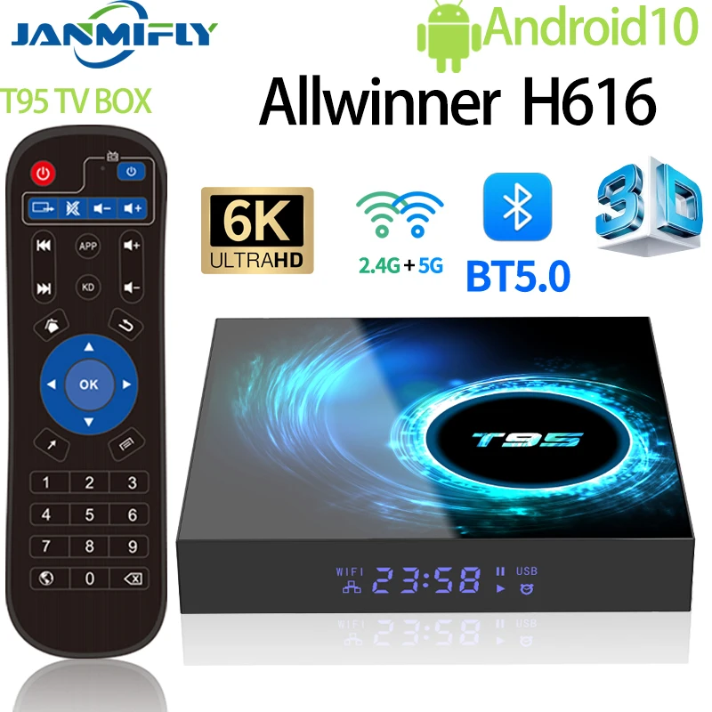 Android 10 T95 Allwinner H616 TV Box Smart Home Entertainment Player 6K Dual Band HD Bluetooth 5.0 Set-top Box Home Audio Device