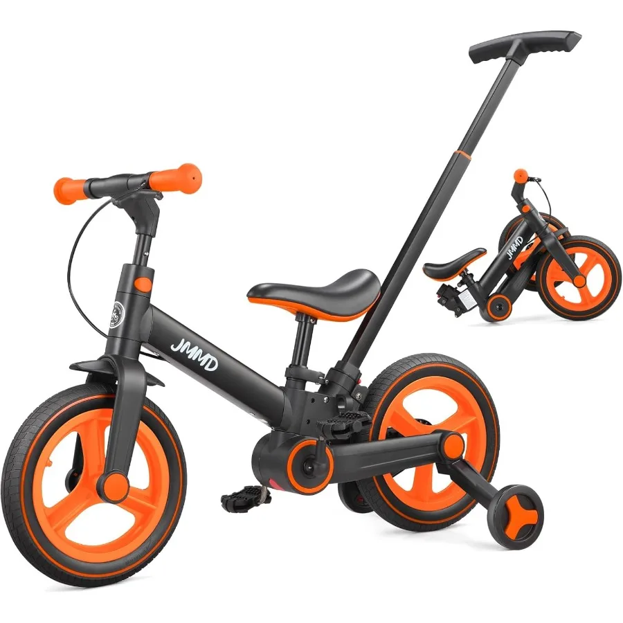 

6 in 1 Foldable Push Bike with Training Wheels Pedals Brakes Kickstand for Toddlers 18-60 Months Safe and Adjustable Balance Bi