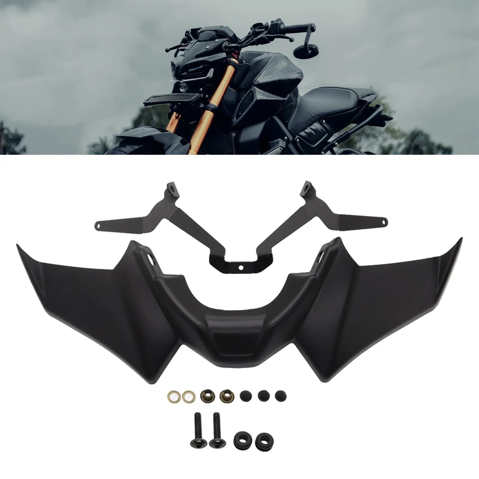 Sport Downforce Front Spoiler Black Accessories for Yamaha MT 07 21-23 Lightweight Easily Install Stylish Shape Spare Parts