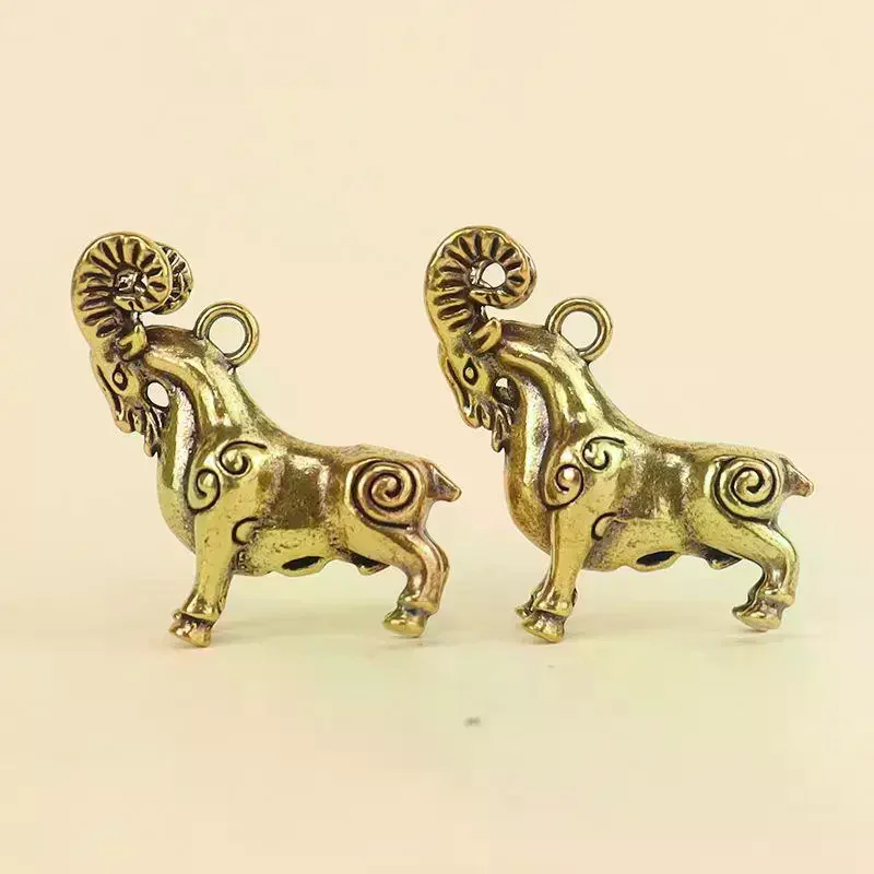 Chinese Zodiac Goat Sculpture Sheep Figurine Brass Animal Statue Desktop Ornament Wealth Fengshui For Home Decor