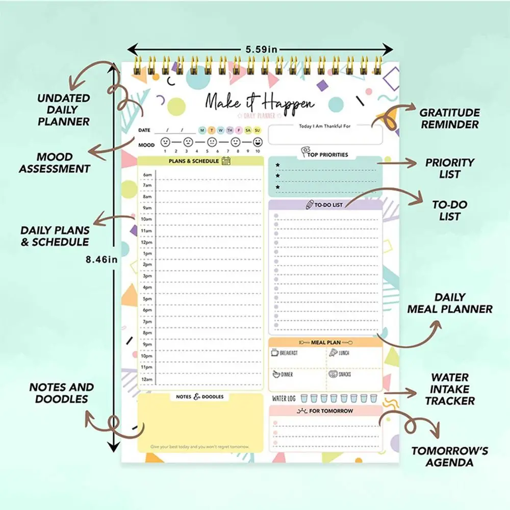 52 Sheets To Do List Notepad Easy Tear-off Portable Schedules Journal Post Notes Memo Schedule Writing Pads Student