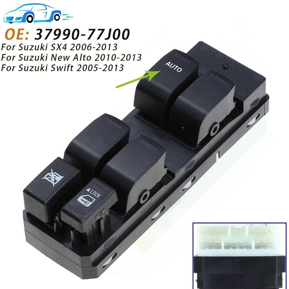Botón de interruptor de Control de ventana eléctrica, Suzuki SX4 accesorio para 2006-2013, Suzuki nuevo Alto 2010-2013, Suzuki Swift 2005-2013 LHD, 37990-77J00