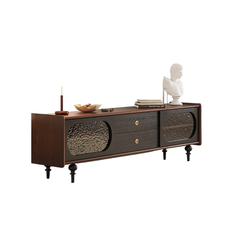 

French solid wood TV cabinet floor storage, locker integrated living room home American light luxury
