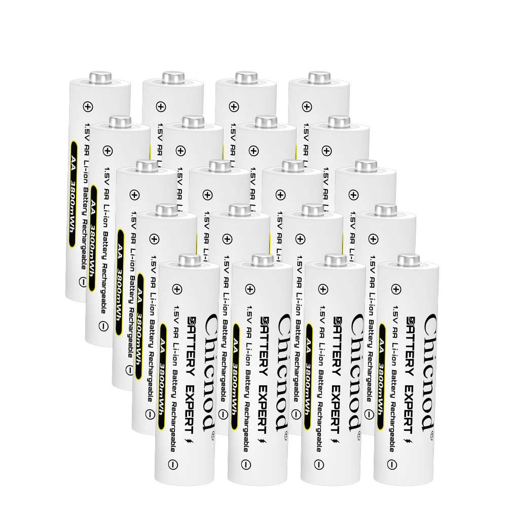 CHICNOD 2-20 قطعة بطارية ليثيوم قابلة للشحن لبطارية ليثيوم أيون 1.5 فولت AA 3800mWh لمروحة بطاريات الماوس اللاسلكية للتحكم عن بعد #6
