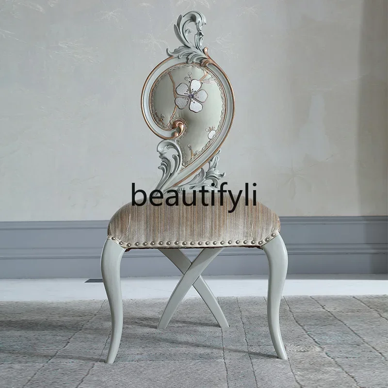 طاولة زينة من الخشب الصلب الفرنسي المنحوت يدويًا، طاولة زينة لغرفة النوم #3