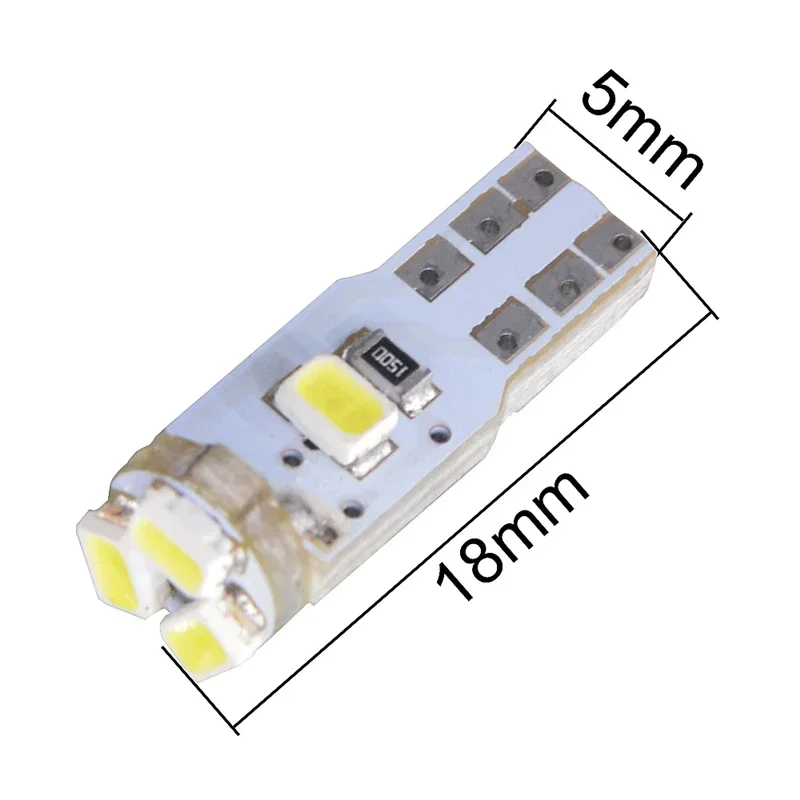 10Pcs T5 3014 5SMD Car Wedge LED Dashboard Bulb CANBUS Error Free License Plate Light Lamp Decoration DC 12V White Amber