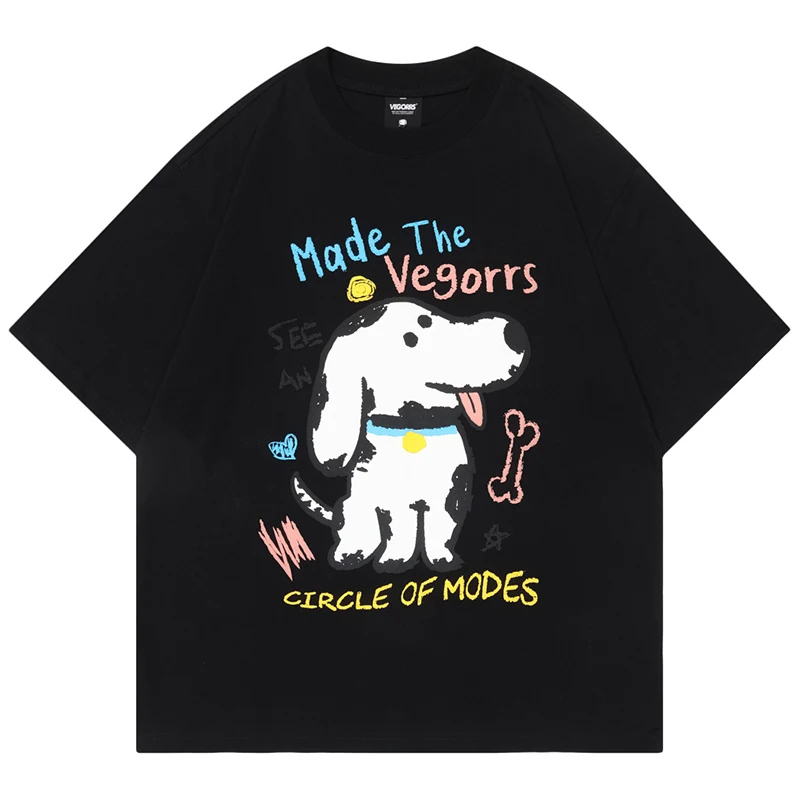

Summer Men Short Sleeve Tshirts Hip Hop Cartoon Dog Graphic T Shirts 2024 Streetwear Harajuku Casual Cotton T-Shirts Tops Tees