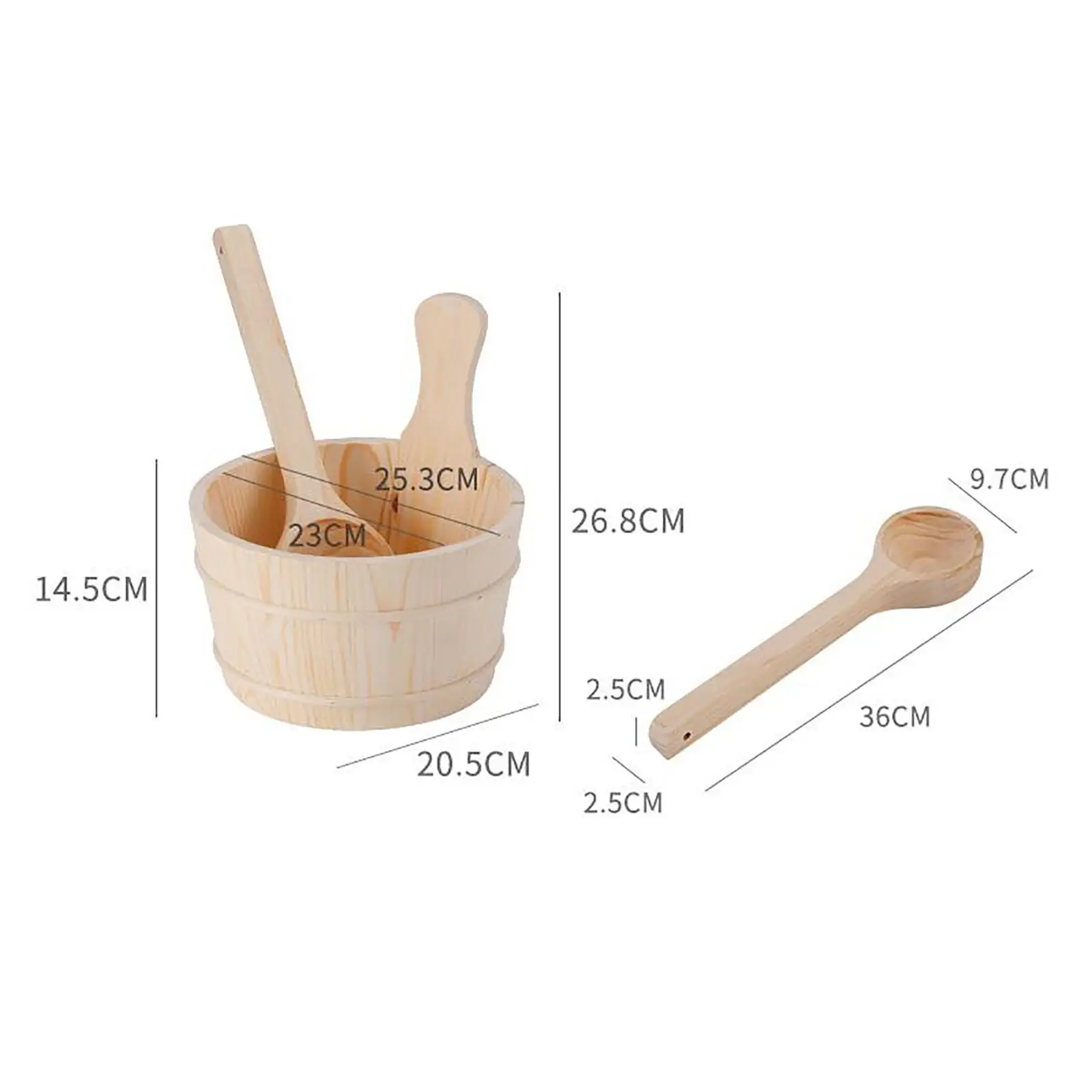 Sauna Bucket Set Wood 4L with Matching Laddle with Sauna Liner Portable Set for Sauna for SPA Room Shower Steam Sauna Bath