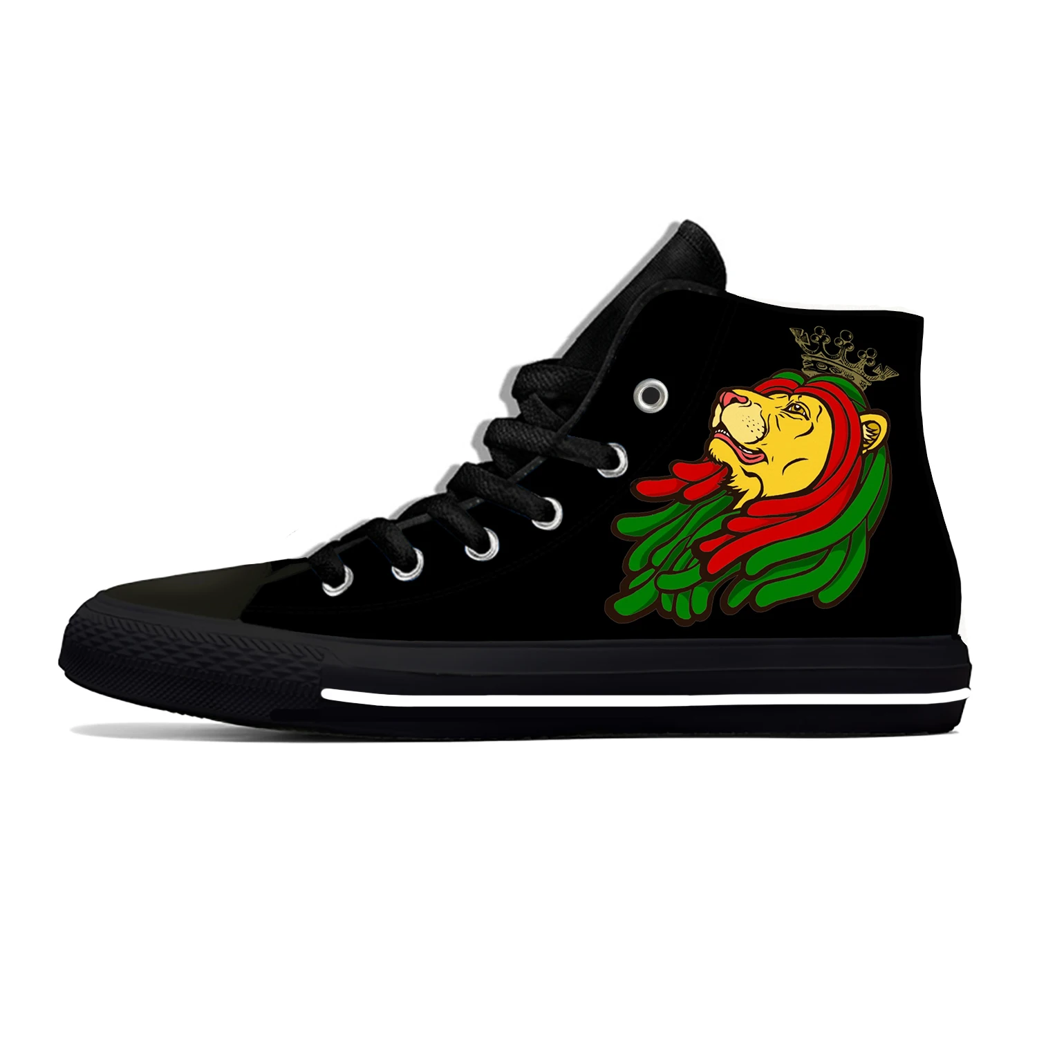 Äthiopien Flagge Löwe von Judah Reggae Rasta Mode lässig Stoff Schuhe High Top leichte atmungsaktive 3D-Druck Männer Frauen Turnschuhe