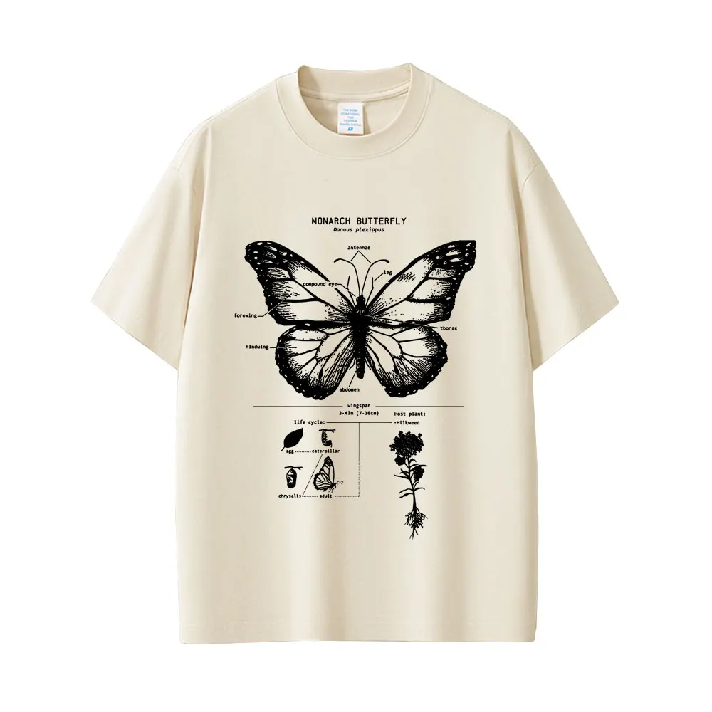 

Monarch Butterfly Anatomy Graphic Tshirt Men Women Casual Oversized Funny T-shirt Unisex Fashion Vintage Short Sleeve T Shirts
