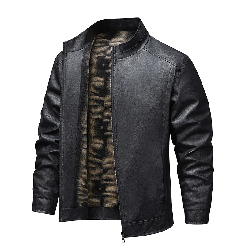 

Men's Vintage Warm Biker Jacket 2025 Autumn/Winter Textured Lining Outdoor Casual PU Leather Coat Men Fleece Motorcycle jackets