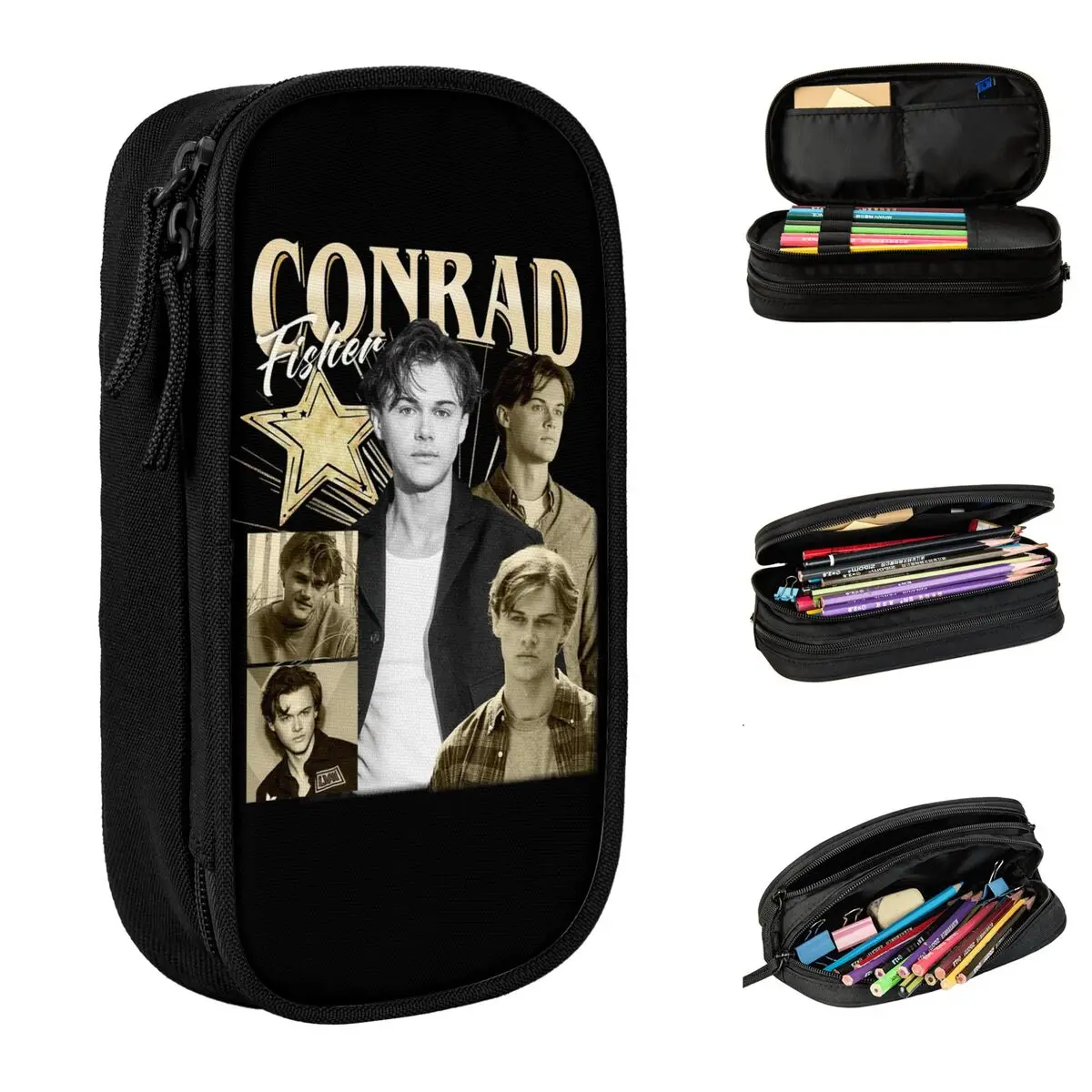 Moda conrad fisher o verão eu virou bonito lápis casos caneta crianças grande saco material escolar presentes papelaria