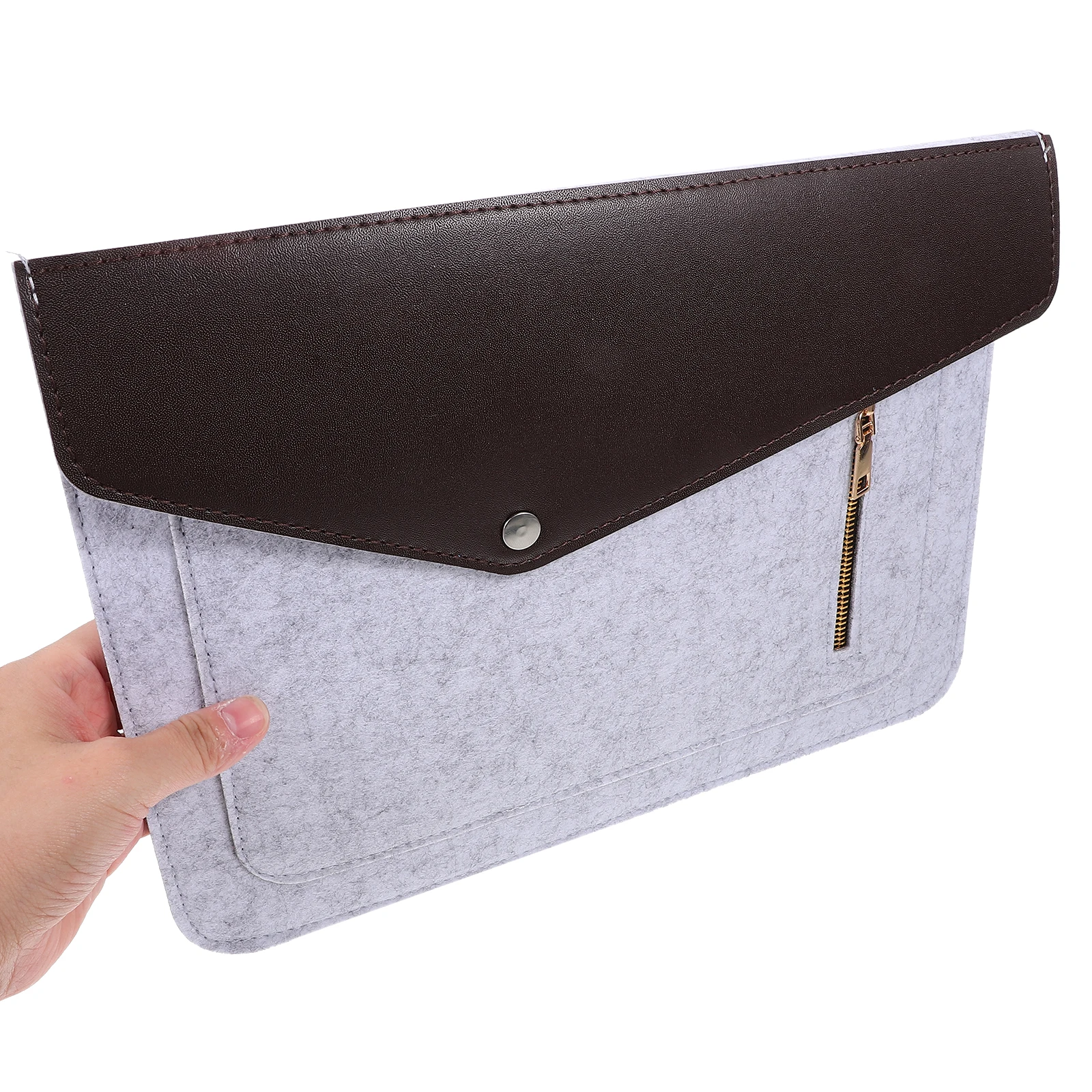 

Gray 11 Inch Zippered Pocket Laptop Sleeve Bag Felt Lined Protective Case for Notebook Storage Travel Scratch for Laptop