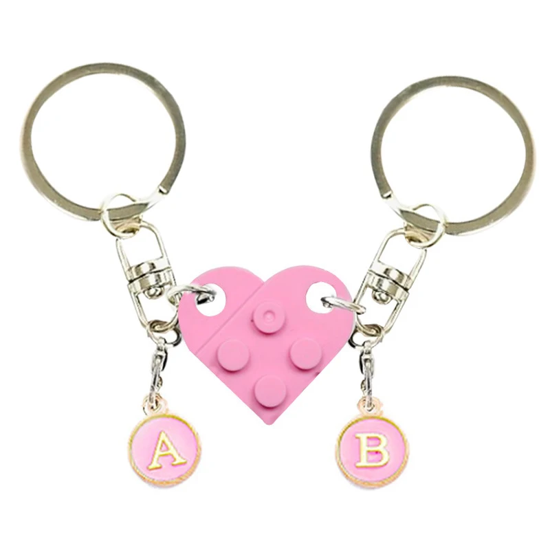 Portachiavi personalizzato con cuore abbinato in mattoni per coppia, fidanzato, fidanzata, regali di San Valentino, portachiavi per coppia dolce