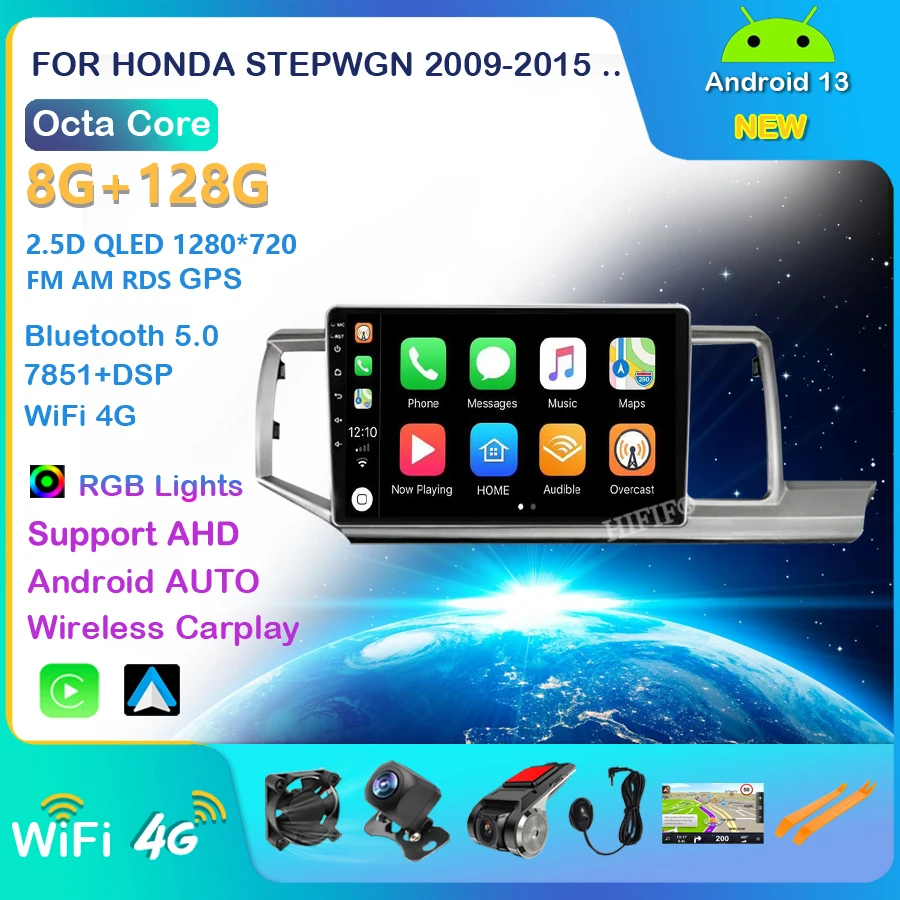 

Автомобильный радиоприемник Android 13 для Honda Stepwgn 2009 - 2015 GPS Navi мультимедийный видеоплеер стерео Carplay Авто QLED DSP