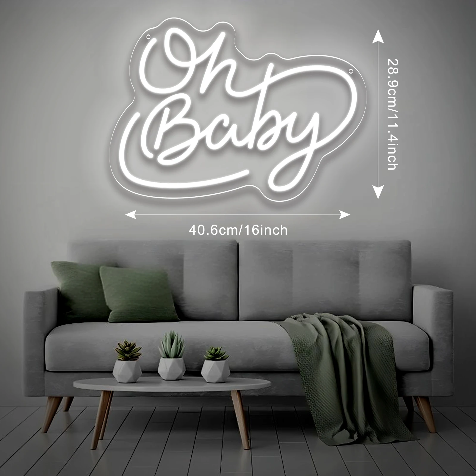 Oh Baby LED Neon Sign USB Dimmable Neon Light Sign for Gameroom Bedroom Bar Livingroom Birthday Party Gift Wall Decoration