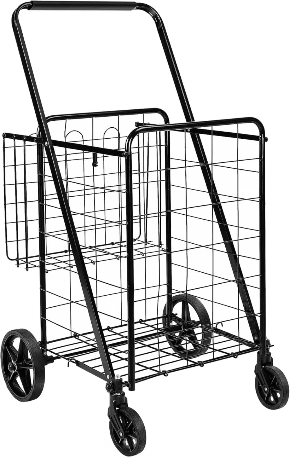 

Portable Foldable Shopping Utility Cart with 360-Degree Wheels, X-Large, Black Sturdy Durable | USA | NEW