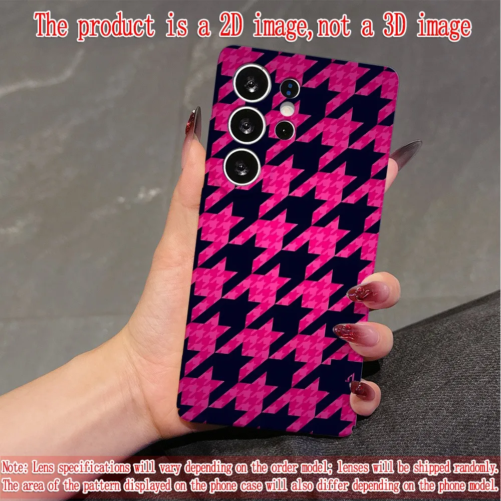 Houndstooth Phone Case for Samsung Galaxy S20 S21 S22 S23 S24 S25 S26 FE Plus Note20 Ultra 4G 5G Glossy Hard PC