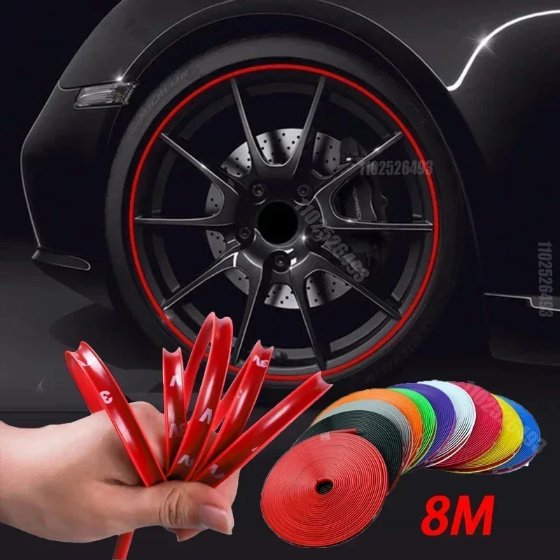 New Fashion 8M Car Wheel Decorative Strip Universal Car Rim Protect Strip Wheel Edge Protector Covers Decoration Accessories