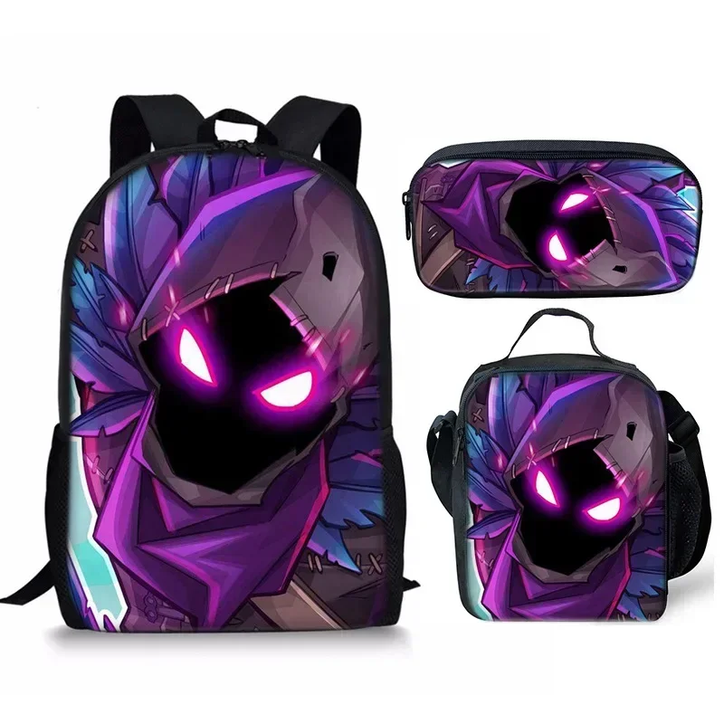 Fortnite Backpack 3pcs Set Kid Child Schoolbag  Pencilcase cosplay Schoolbag Cool Boys Girls Student Bag