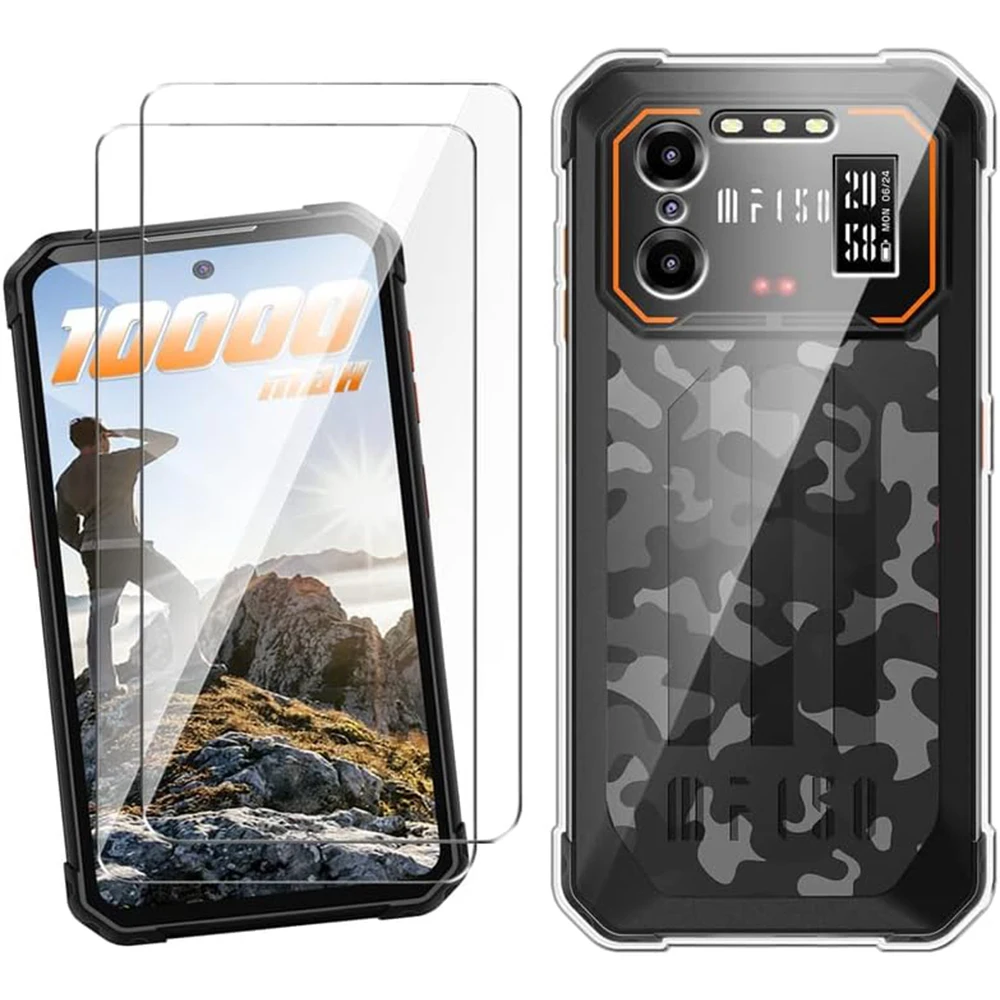 2PCS Tempered Glass with Case For IIIF150 B1 Clear Soft TPU Shockproof Case Cover For Oukitel IIIF150 B1 Pro 6.52inches