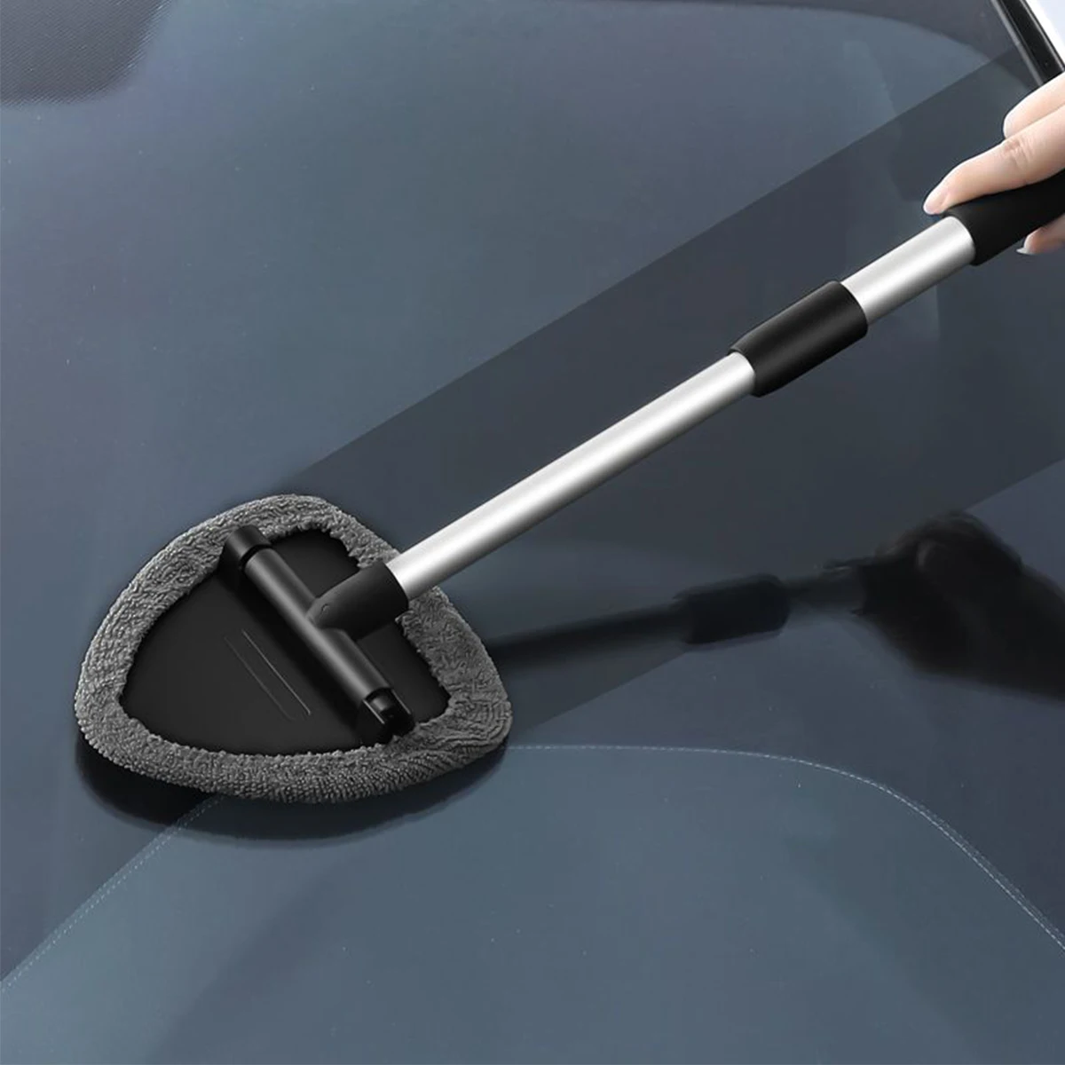 Car Windscreen Cleaner with Telescopic Handle 2 Microfiber Pads Soft Windshield Cleaning Tool for Car Window Cleaner Brush