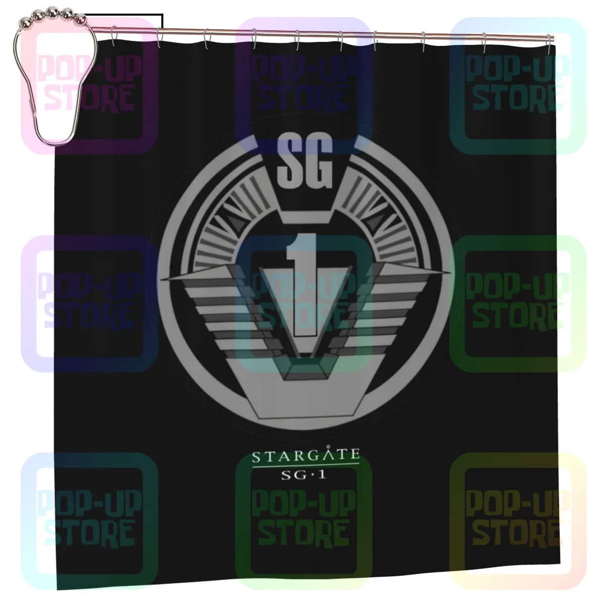 Stargate Sg1 Team Badge Sci Fi Tv Alien Show Shower Curtain Bathroom Curtain Spa Bath Screen Good Quality