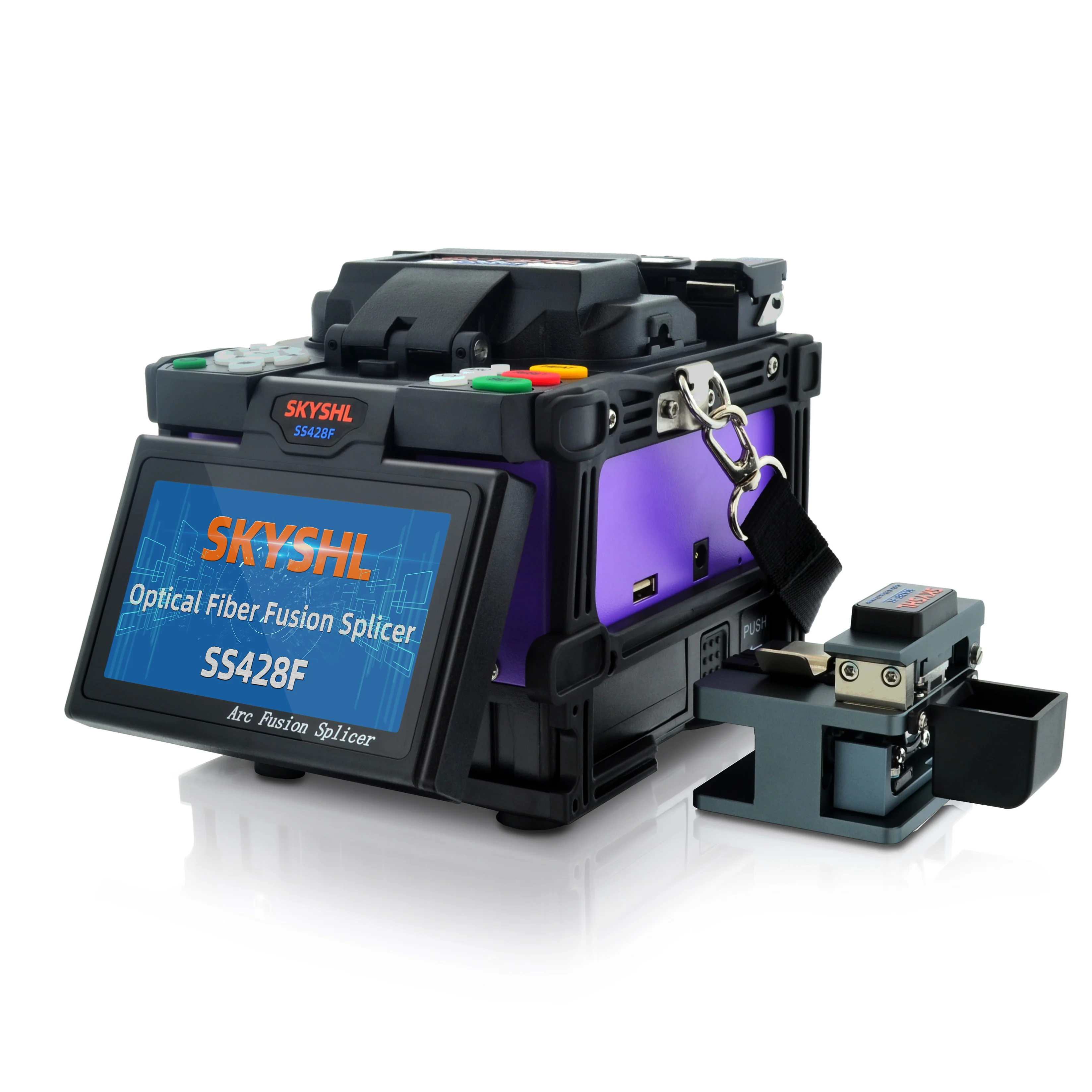 SKYSHL Core Alignment  Fusion Splicer with 10*Electrodes+2*Battery+Car Charger  Low Loss Optical Fiber Splicing Welding Machine